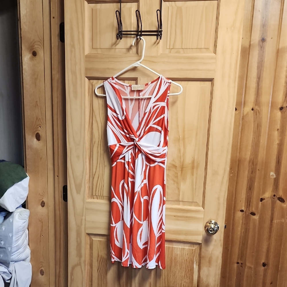 Sleeveless Red and White Dress